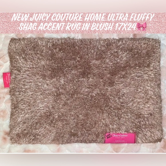 NEW Juicy Couture Home Ultra Fluffy Shag Accent Rug In Blush 17x24🎀 - Picture 1 of 7